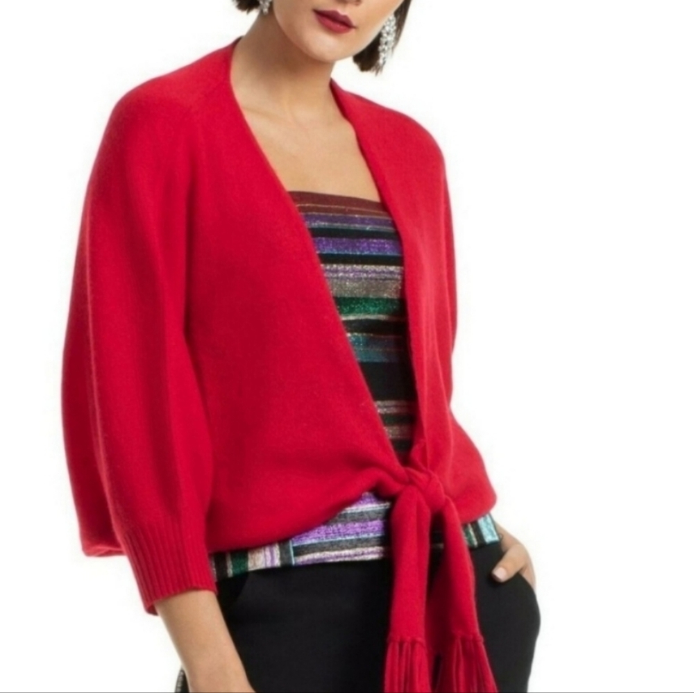 Trina Turk Wrap Sweater Cover-up Size M/L 100% CASHMERE